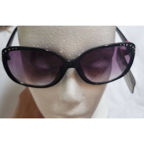 Foster Grant Oversized Black Sunglasses with Crystal Details Maxblock Scratch Re - Picture 2 of 11